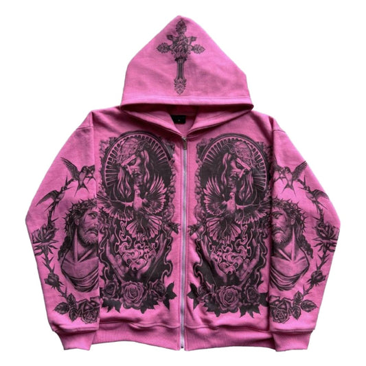 "Forgive Me" Pink Zip-Up