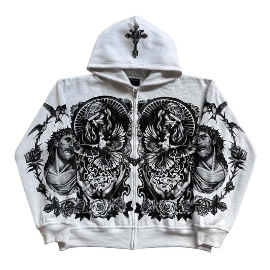 "Forgive Me" White Zip-Up